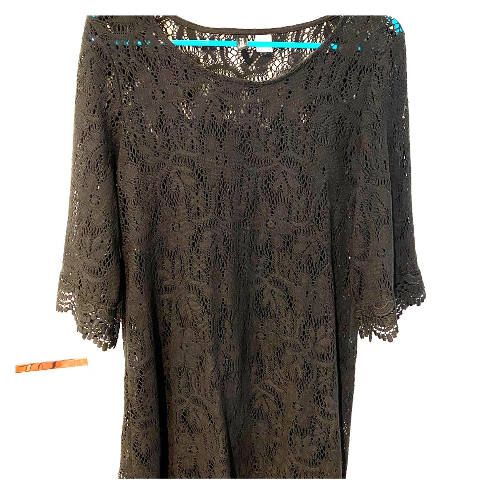 Black lace dress, above knee